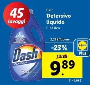 Lidl Dash Detersivo liquido Classico 2,25 l flacone offerta