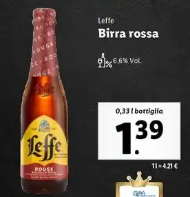 Lidl Leffe Birra rossa 0,33 l bottiglia offerta