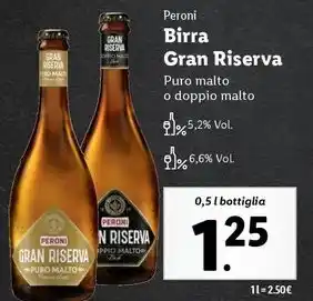 Lidl Peroni Birra Gran Riserva 0,5 l bottiglia offerta