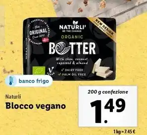 Lidl Naturli Blocco vegano 200 g confezione offerta