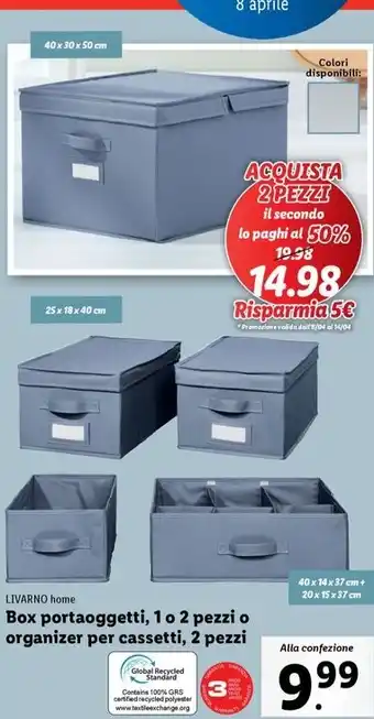 Lidl LIVARNO home Box portaoggetti, 1 o 2 pezzi o organizer per cassetti, 2 pezzi offerta