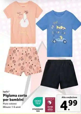 Lidl lupilu Pigiama corto per bambini offerta