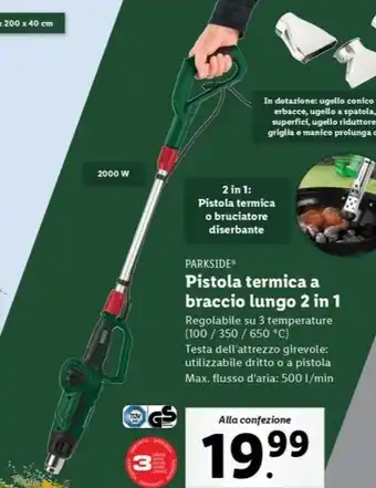 Lidl PARKSIDE Pistola termica a braccio lungo 2 in 1 offerta
