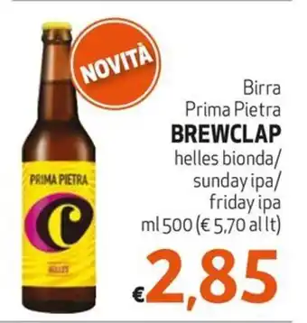 Belmarket Birra Prima Pietra BREWCLAP helles bionda/ sunday ipa/ friday ipa ml 500 offerta