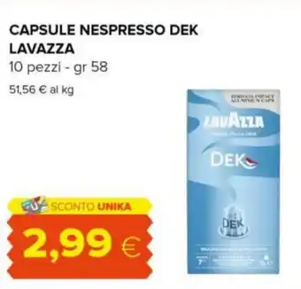 Tigre CAPSULE NESPRESSO DEK LAVAZZA 10 pezzi - gr 58 offerta