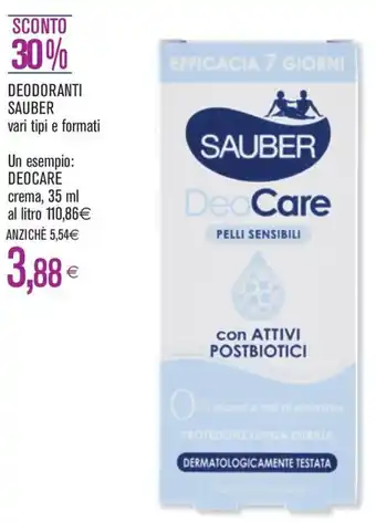 Coop DEODORANTI SAUBER vari tipi e formati offerta