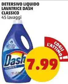 PENNY DETERSIVO LIQUIDO LAVATRICE DASH CLASSICO 45 lavaggi offerta