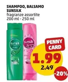 PENNY SHAMPOO, BALSAMO SUNSILK fragranze assortite offerta