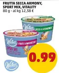 PENNY FRUTTA SECCA ARMONY, SPORT MIX, VITALITY 80 g offerta