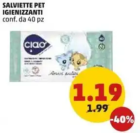 PENNY SALVIETTE PET IGIENIZZANTI conf. da 40 pz offerta