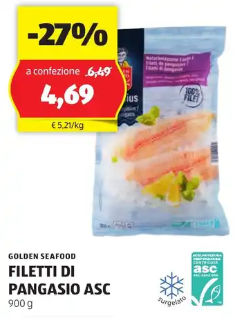 ALDI GOLDEN SEAFOOD FILETTI DI PANGASIO ASC 900 g offerta