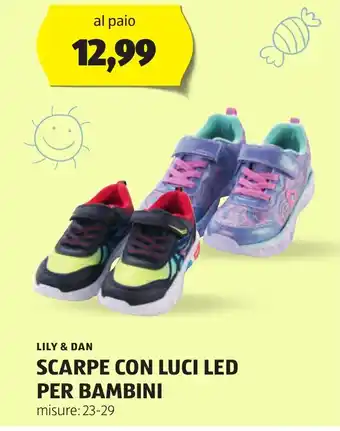 ALDI LILY & DAN SCARPE CON LUCI LED PER BAMBINI offerta