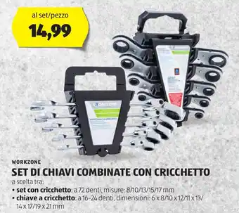 ALDI WORKZONE SET DI CHIAVI COMBINATE CON CRICCHETTO offerta