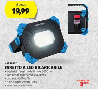 ALDI WORKZONE FARETTO A LED RICARICABILE offerta