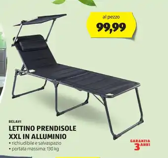 ALDI BELAVI LETTINO PRENDISOLE XXL IN ALLUMINIO offerta