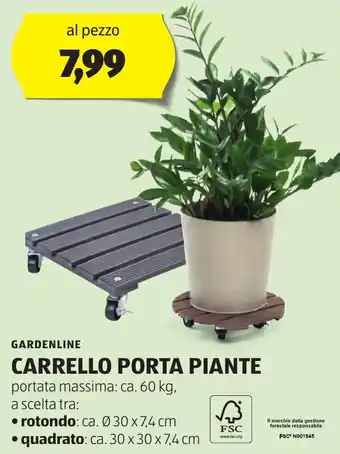 ALDI GARDENLINE CARRELLO PORTA PIANTE offerta