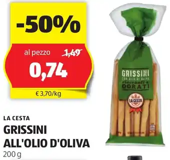 ALDI LA CESTA GRISSINI ALL'OLIO D'OLIVA 200 g offerta