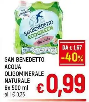 A&O SAN BENEDETTO ACQUA OLIGOMINERALE NATURALE 6 x 500 ml offerta