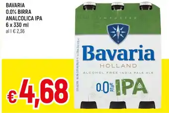 Famila BAVARIA 0.0% BIRRA ANALCOLICA IPA 6 x 330 ml offerta