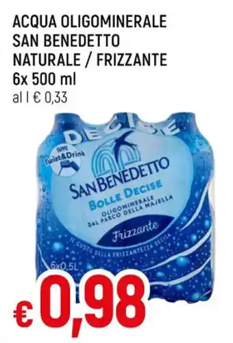 Famila ACQUA OLIGOMINERALE SAN BENEDETTO NATURALE / FRIZZANTE 6x 500 ml offerta