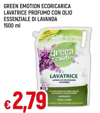 Famila GREEN EMOTION ECORICARICA LAVATRICE PROFUMO CON OLIO ESSENZIALE DI LAVANDA 1500 ml offerta