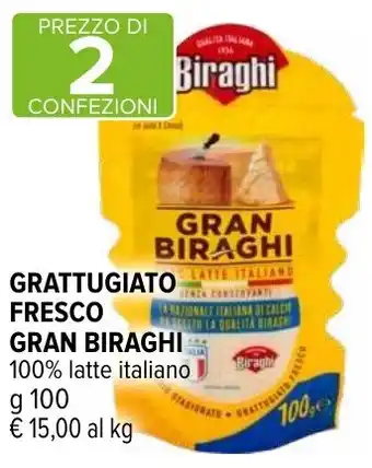 Iperal GRATTUGIATO FRESCO GRAN BIRAGHI 100% latte italiano g 100 offerta