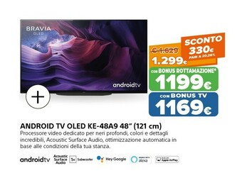 Expert Ke-48a9 - tv oled 48 pollici, android tv 4k hdr ultra hd con processore x1 ultimate e acoustic surface audio (modello 2020, n offerta