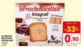 Iperal LE FRESCHE BISCOTTATE GRISSIN BON integrali g 250 offerta