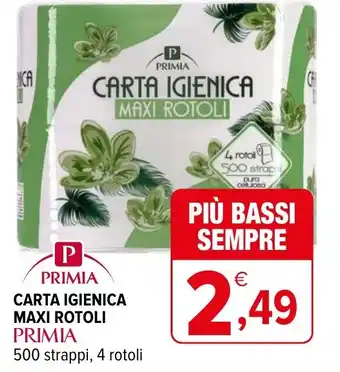 Iperal CARTA IGIENICA MAXI ROTOLI PRIMIA 500 strappi, 4 rotoli offerta