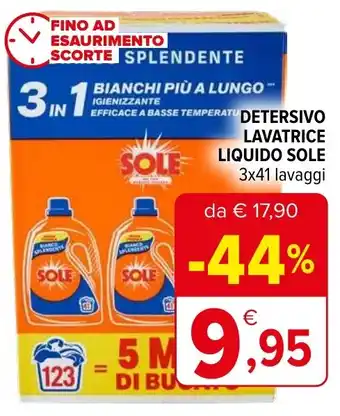Iperal DETERSIVO LAVATRICE LIQUIDO SOLE 3x41 lavaggi offerta