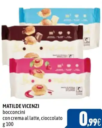 C+C Cash and Carry MATILDE VICENZI bocconcini con crema al latte, cioccolato g 100 offerta