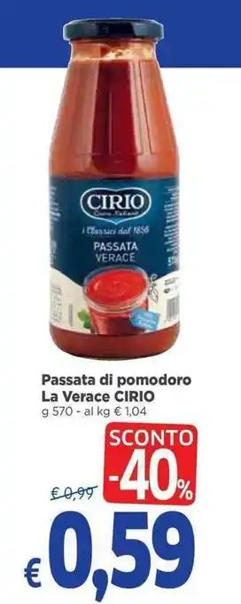 Famila Superstore Cirio Passata di Pomodoro La Verace 570 g offerta