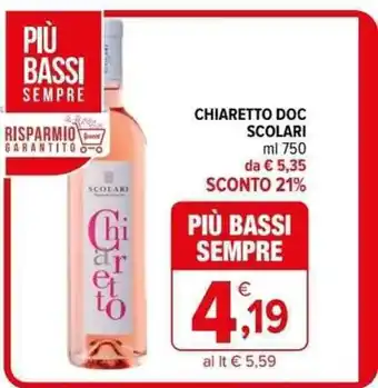 Iperal CHIARETTO DOC SCOLARI ml 750 offerta