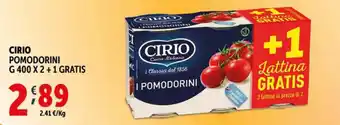 Deco Supermercati CIRIO POMODORINI G 400 X 2+1 GRATIS offerta