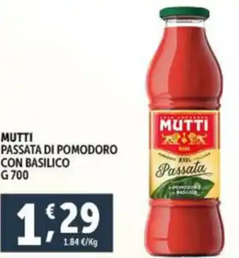 Deco Supermercati MUTTI PASSATA DI POMODORO CON BASILICO G700 offerta