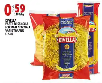 Deco Supermercati DIVELLA PASTA DI SEMOLA FORMATI NORMALI VARIE TRAFILE G 500 offerta