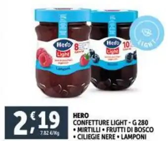 Deco Supermercati HERO CONFETTURE LIGHT G 280 offerta