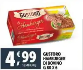 Deco Supermercati GUSTORO HAMBURGER DI BOVINO G 80 X 6 offerta