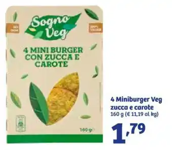 In'S Mercato 4 Miniburger Veg zucca e carote 160 g offerta