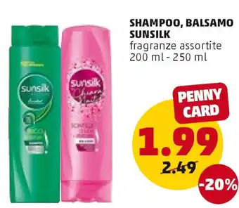 PENNY SHAMPOO, BALSAMO SUNSILK fragranze assortite 200 ml-250 ml offerta