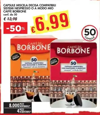 Bennet CAPSULE MISCELA DECISA COMPATIBILI SISTEMI NESPRESSO O A MODO MIO CAFFÈ BORBONE offerta