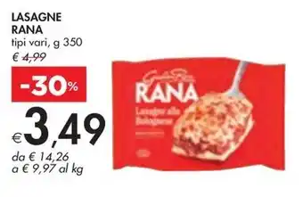 Bennet LASAGNE RANA tipi vari, g 350 offerta