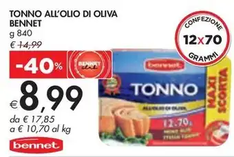 Bennet TONNO ALL'OLIO DI OLIVA BENNET g 840 offerta