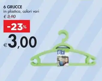 6 GRUCCE in plastica, colori vari