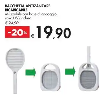 RACCHETTA ANTIZANZARE RICARICABILE