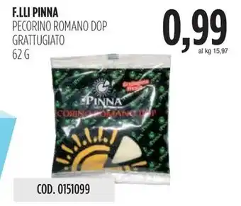 Carico Cash & Carry F.LLI PINNA PECORINO ROMANO DOP GRATTUGIATO 62G offerta