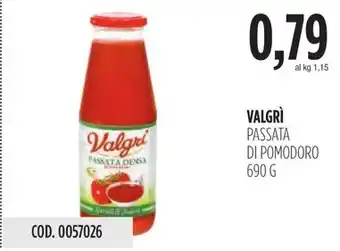 Carico Cash & Carry VALGRÌ PASSATA DI POMODORO 690 G offerta