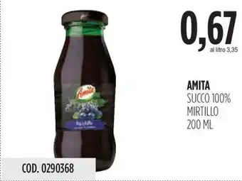 Carico Cash & Carry AMITA SUCCO 100% MIRTILLO 200 ML offerta