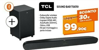 Tcl alto 6+ ts6110 nero 2.1 canali