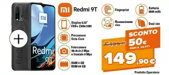 Expert Redmi 9t 16,6 cm (6.53") doppia sim android 10.0 4g usb tipo-c 4 gb 64 gb 6000 mah blu offerta